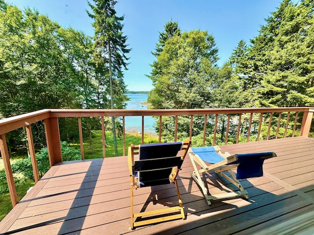 54 Harbor Hills Ln, Addison, ME 04606 - wooden terrace with a water view
