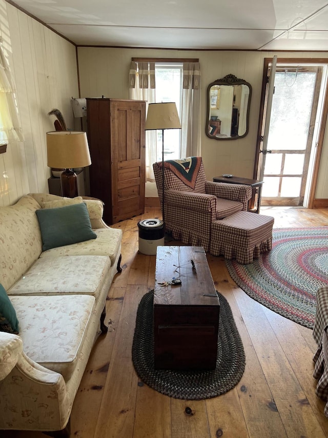 living room featuring light wood-style flooring