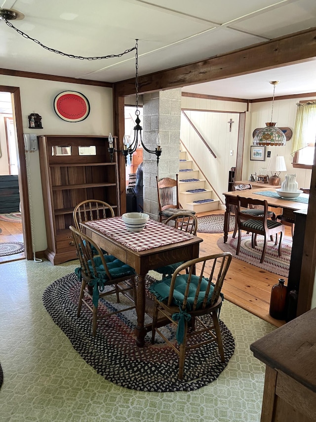 dining area with stairway