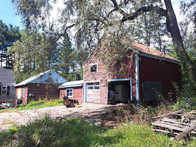 exterior space with a garage