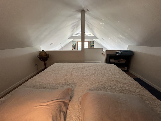 30 Steamboat Rd, Swans Island, ME 04685 - bedroom with baseboards and lofted ceiling