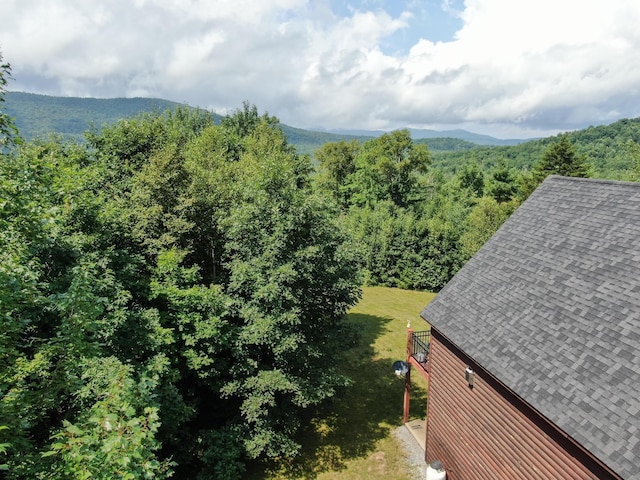 birds eye view of property featuring a mountain view