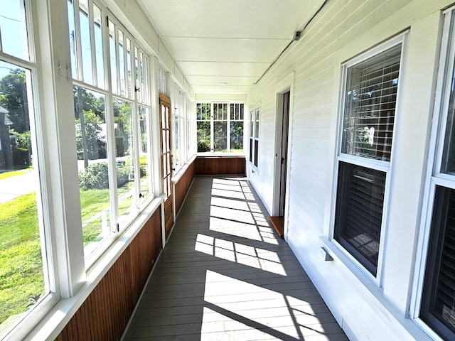 view of unfurnished sunroom