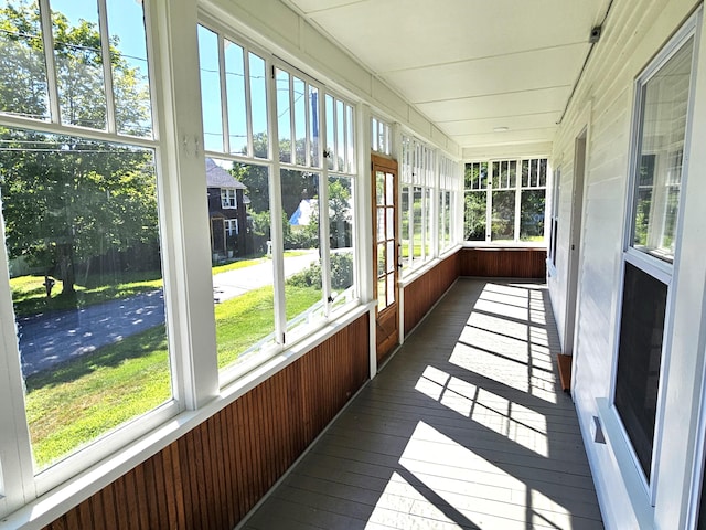 view of unfurnished sunroom