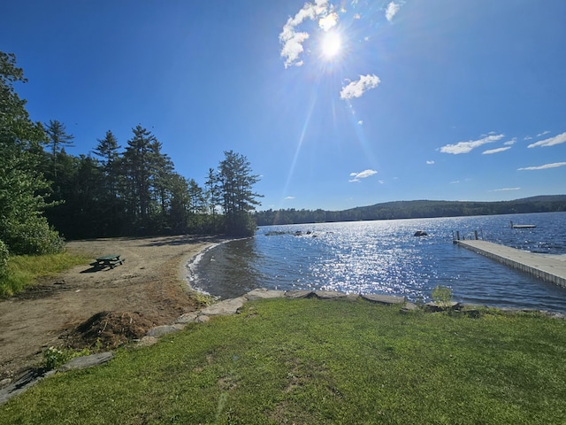 view of water feature with a boat dock