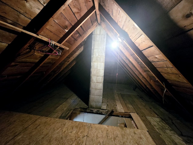 view of unfinished attic