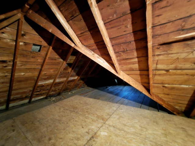 view of unfinished attic