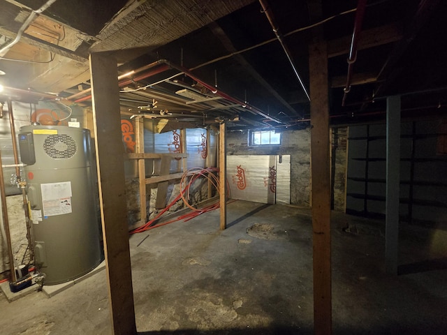 basement with water heater