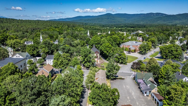 birds eye view of property with a mountain view