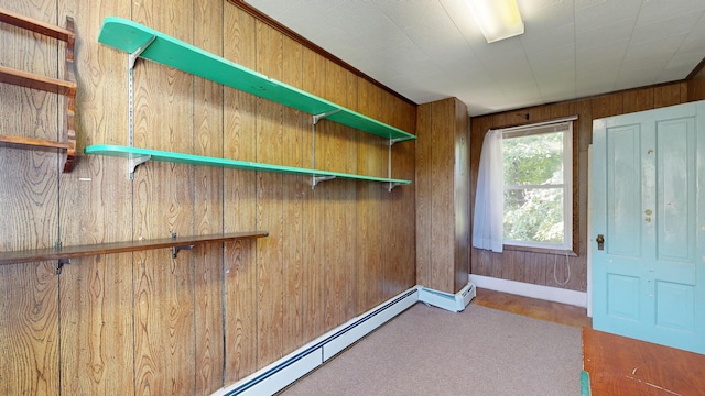 interior space with wooden walls