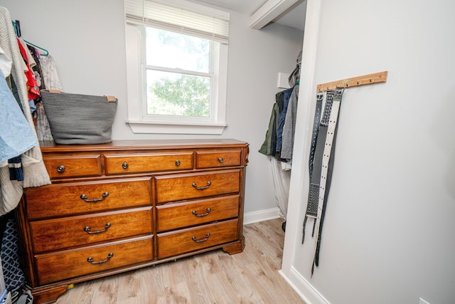 spacious closet with light wood-type flooring