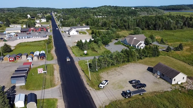 birds eye view of property with a forest view