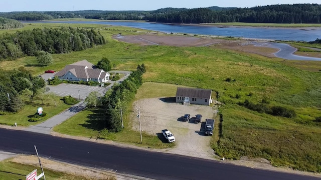 aerial view featuring a forest view