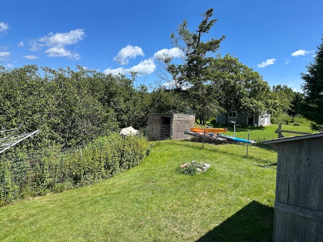 view of yard featuring an outdoor structure