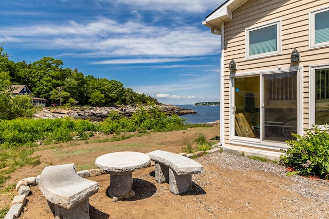 view of yard with a water view