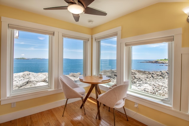 dining space featuring a healthy amount of sunlight and hardwood / wood-style floors