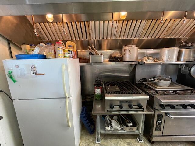 kitchen with white refrigerator