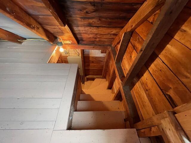 38 Kingsbury Ln, Perry, ME 04667 - stairway featuring wood walls