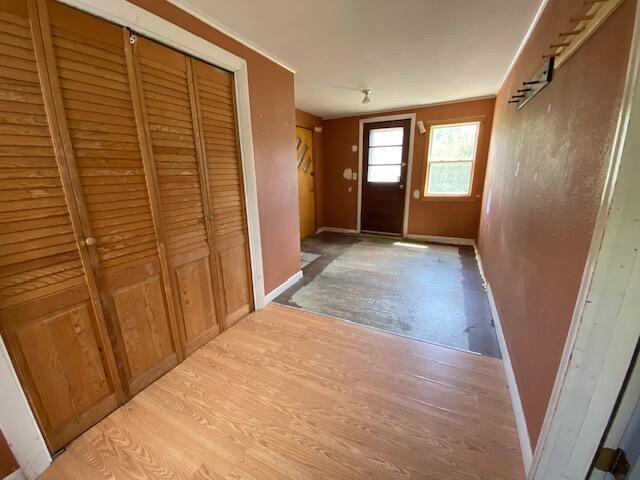 doorway to outside featuring hardwood / wood-style flooring