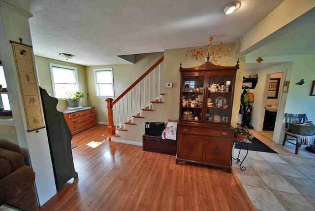 foyer entrance featuring light wood-type flooring