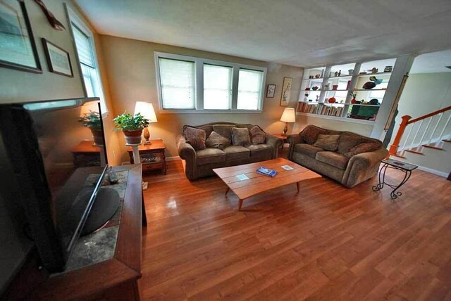 living room with hardwood / wood-style floors