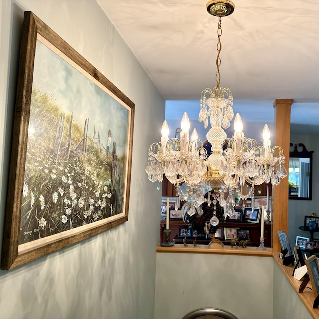 121 Northern Neck Rd, Mount Desert, ME 04660 - room details with an inviting chandelier