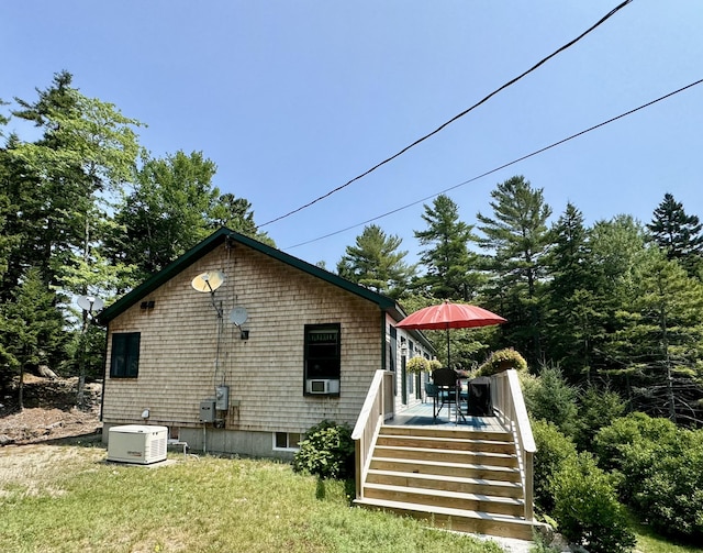 121 Northern Neck Rd, Mount Desert, ME 04660 - view of home's exterior featuring stairs, cooling unit, and a deck