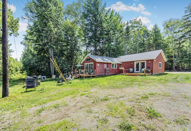 view of yard with a deck