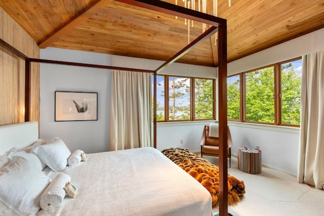 bedroom with wooden ceiling