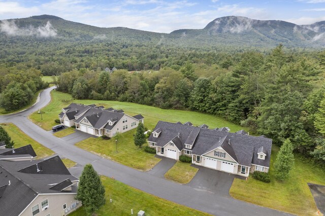 birds eye view of property featuring a mountain view