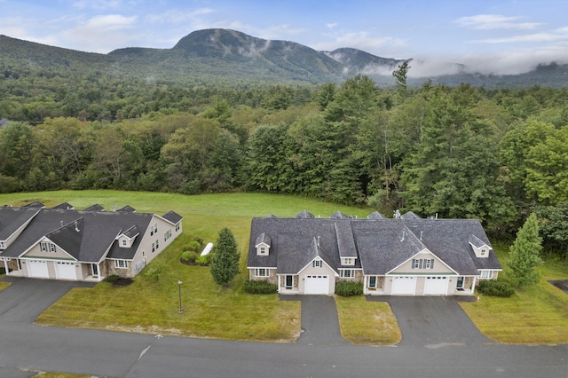 drone / aerial view with a mountain view