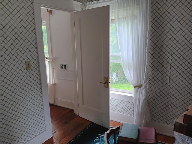 entrance foyer with dark hardwood / wood-style floors