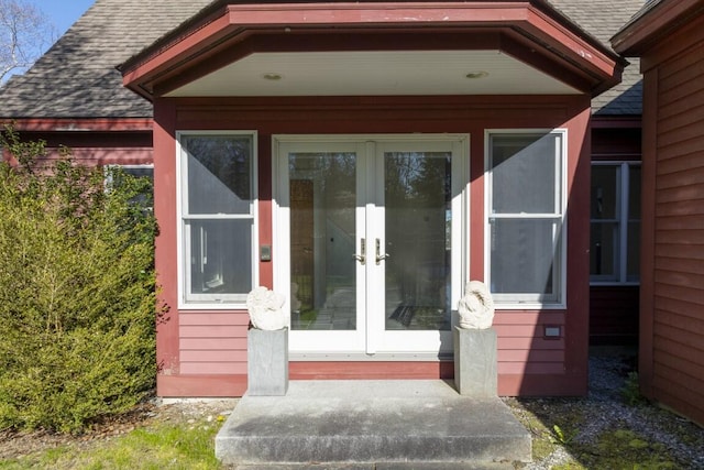 doorway to property featuring french doors