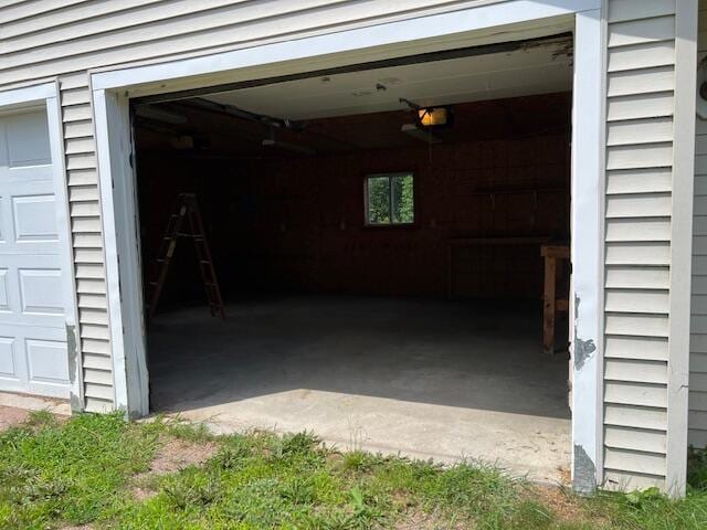 garage with a garage door opener