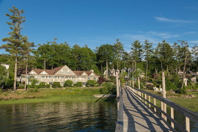 exterior space featuring a water view