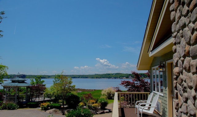 water view featuring a gazebo