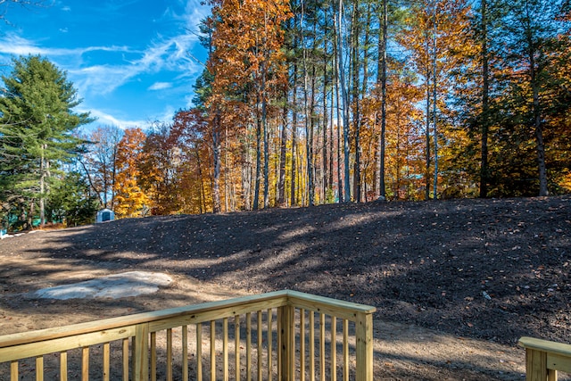 view of yard with a wooden deck