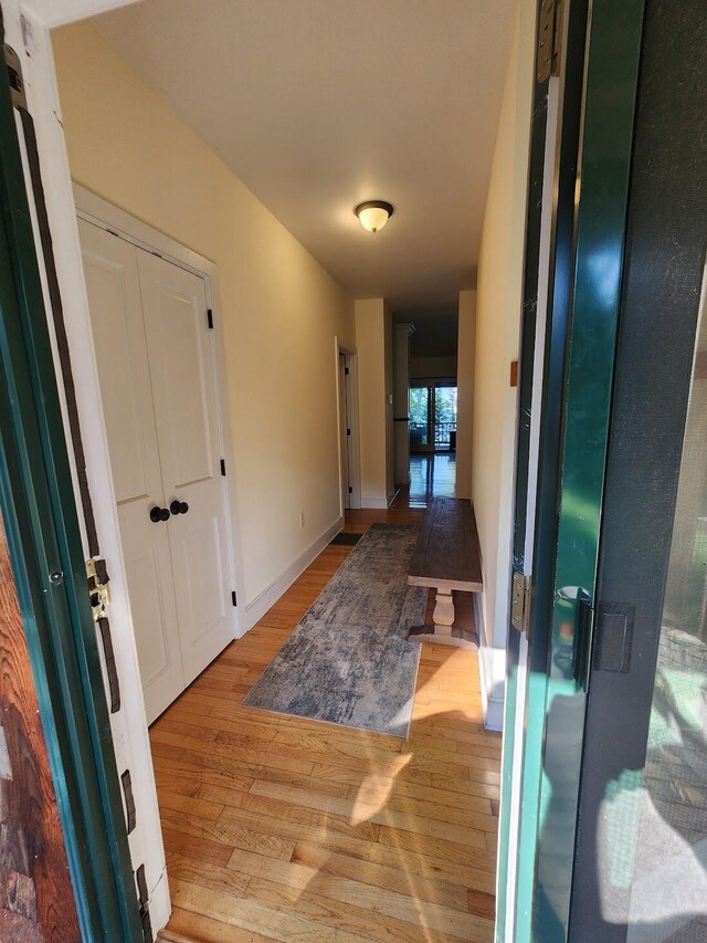 foyer entrance featuring light wood-type flooring