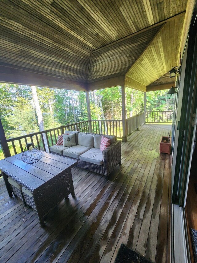 deck featuring an outdoor living space