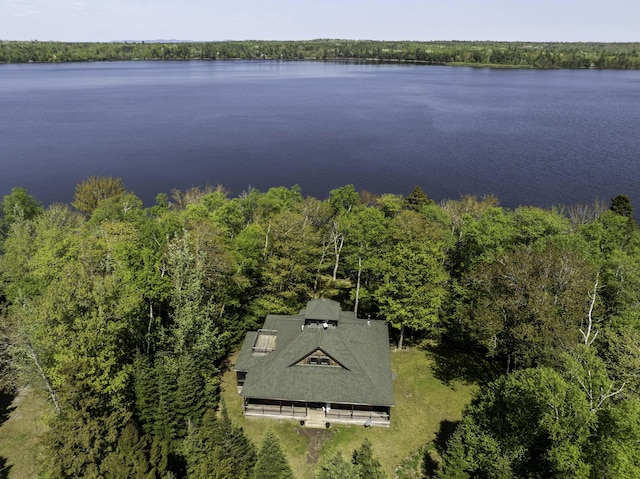 166 Kingfisher Trl, Perry, ME 04667 - view from above of property with a nearby body of water and a heavily wooded area