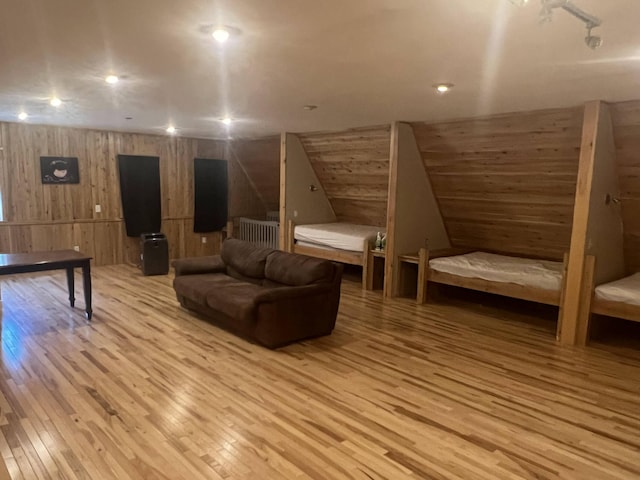 63 Rebel Hill Rd, Merrill, ME 04780 - interior space with recessed lighting, wood walls, and wood finished floors