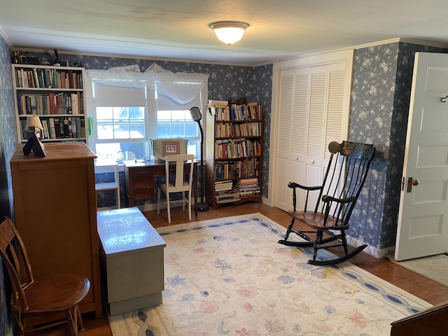 sitting room featuring hardwood / wood-style floors