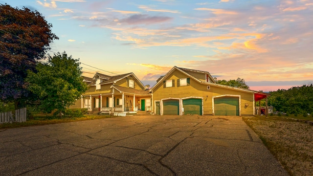 view of front of house with a garage