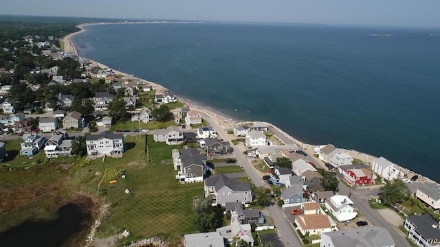 aerial view with a water view and a residential view