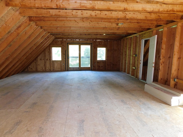 view of unfinished attic