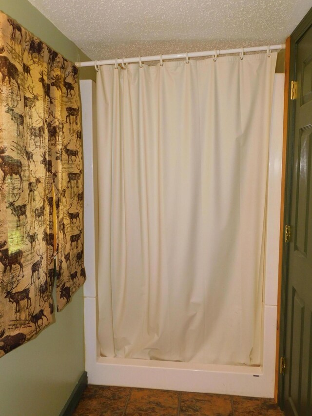 61 Sawyer Pond Highlands, Greenville, ME 04441 - full bathroom featuring a textured ceiling and a shower stall