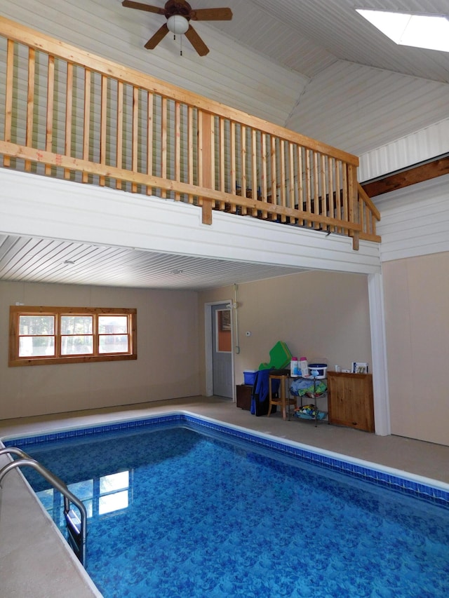 view of pool with ceiling fan