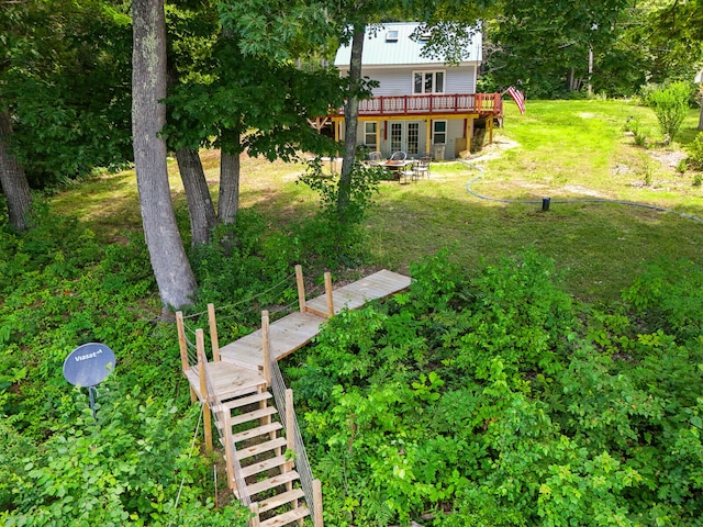 view of yard featuring a deck