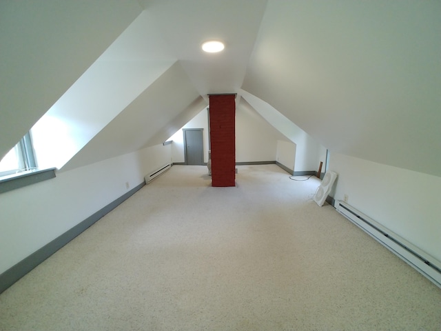 95 Washington Rd, Jefferson, ME 04348 - bonus room with carpet flooring, baseboards, a baseboard heating unit, and lofted ceiling