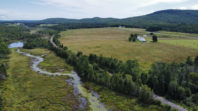 aerial view with a water and mountain view